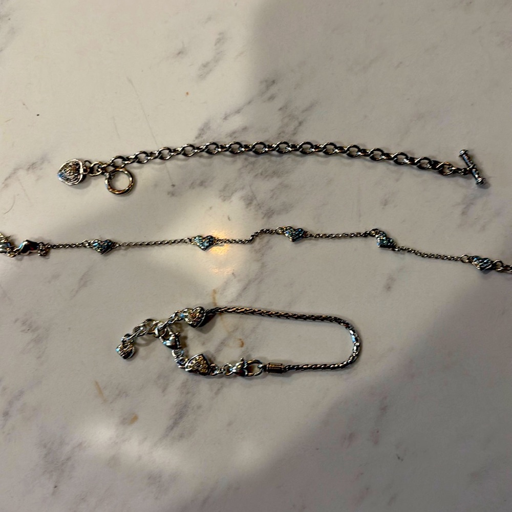 Brighton Silver Heart Charm Bracelet, never worn. NWOT  3 pieces